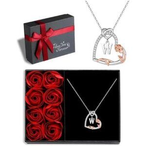 Rose Heart Necklaces Gifts for Women - 925 Sterling Silver Heart